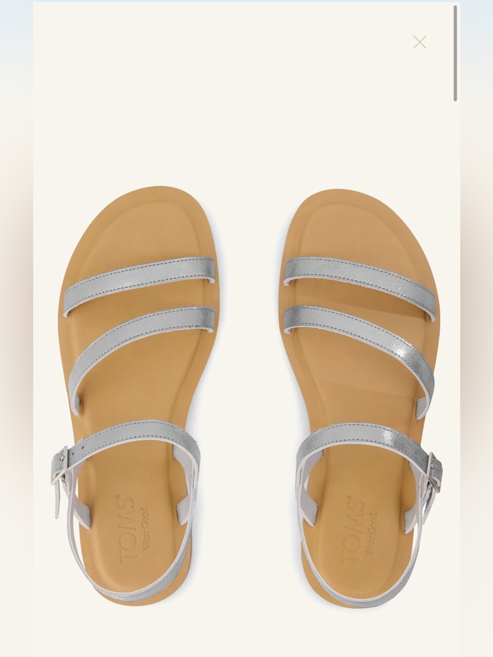 TOMS Silver strap Kira Leather Buckle Sandals for Women